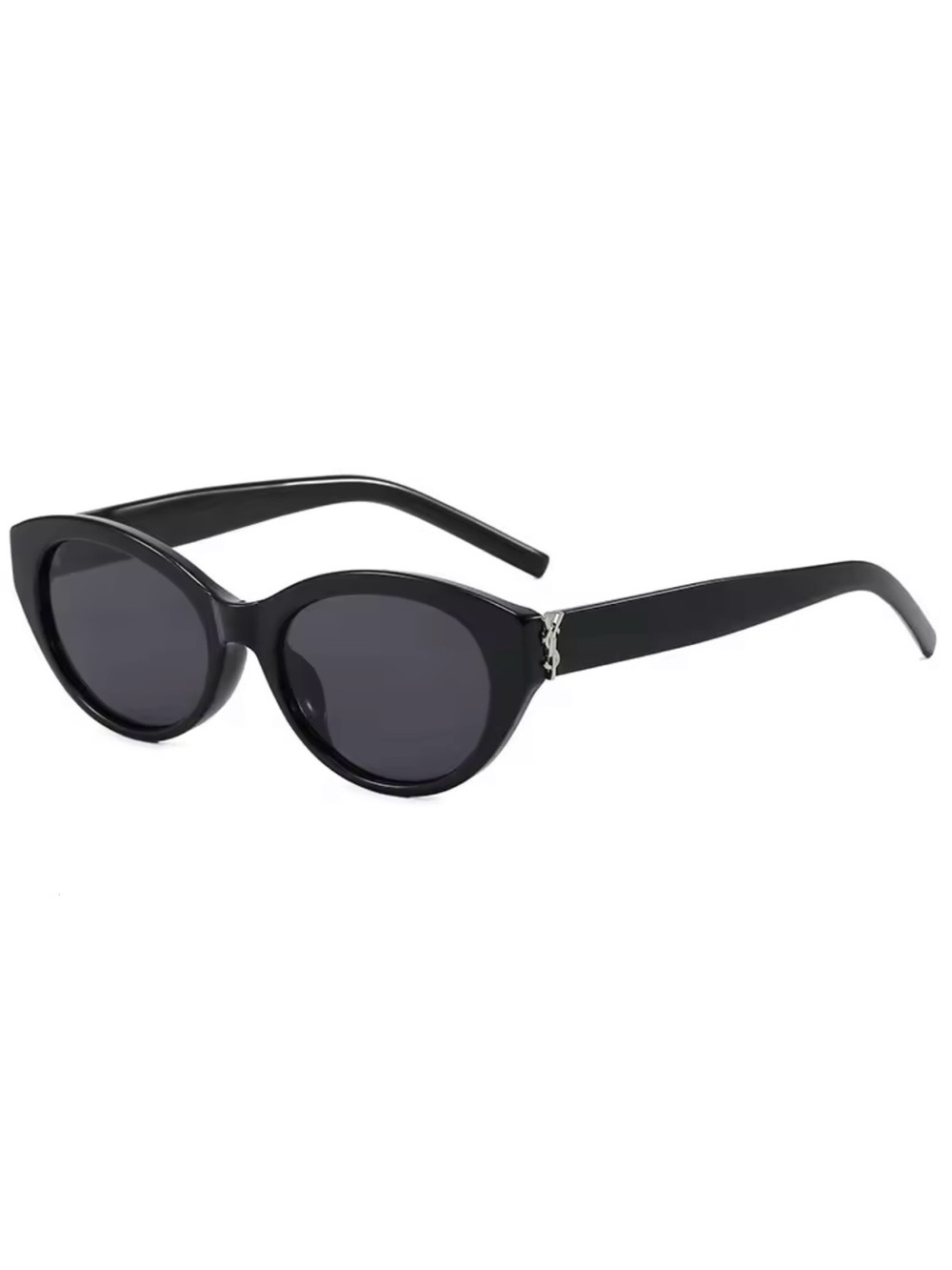 Macy's Black Cat-Eye Sunglasses with Silver Temple Detail